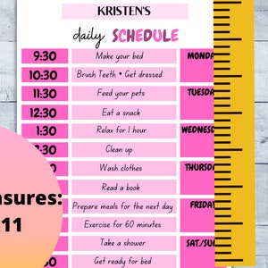 PINK DAILY SCHEDULE, Editable, Pdf, Printable, Chore Chart, Schedule ...