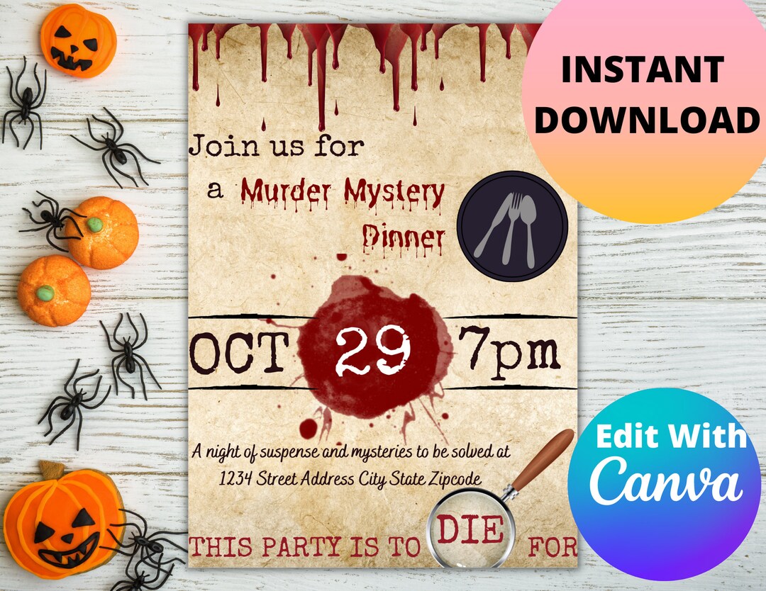 MURDER MYSTERY, Mystery Invitation, Murder Mystery Invitation