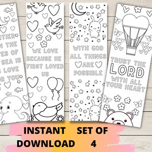 CHRISTIAN PRINTABLE BOOKMARKS, Color Your Own Bookmarks Bible Journaling Illustrated Faith, Scripture Digital Printable Christian, Kids