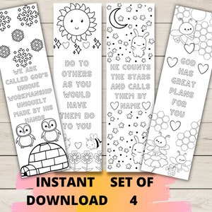 DRUCKBARE CHRISTLICHES LESEZEICHEN Farbe Ihre eigenen Lesezeichen Liebe Bibelverse süße Tiere, Christliche Schrift Färbung, Positivität Party Handwerk,