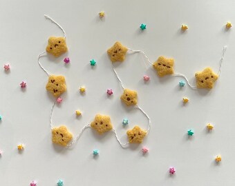 Handgevilte wollen ster - slinger kinderkamer, verjaardagsfeestje, modern minimalistisch kinderdecor