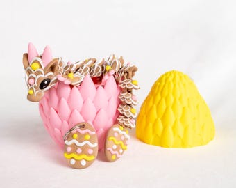Easter Cookie Dragon, Baby Dragon in Egg, 3D Printed Articulated Toy, Dragon Hatchling, Easter Gift, Made in New Zealand