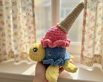 Scoops the Ice Cream Turtle Crochet Pattern PDF, Cute Amigurumi Dessert Turtle Plush Tutorial, Fun DIY Gift for Makers