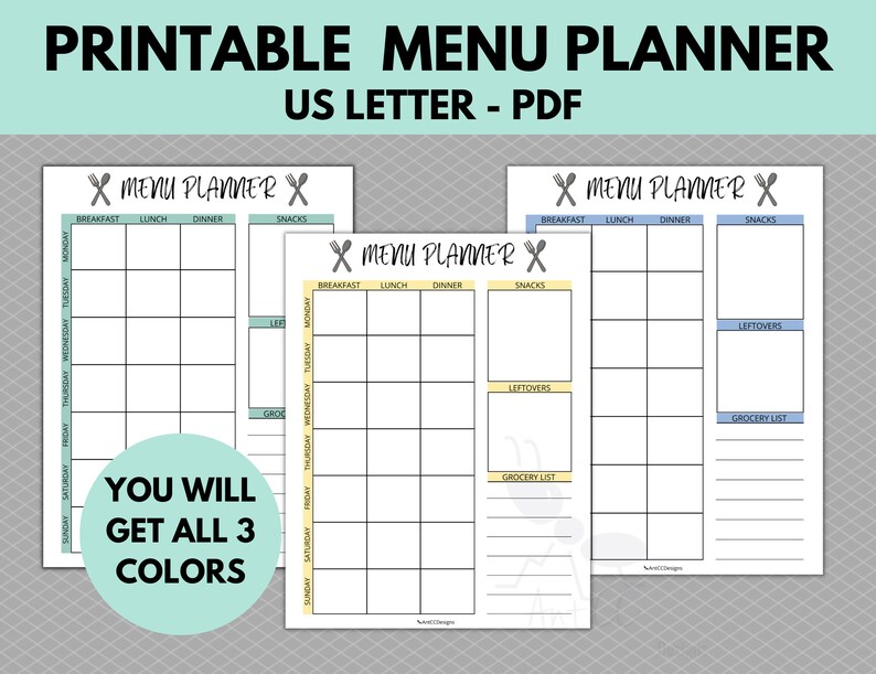 Printable Weekly Meal Planner Fillable Meal Planner PDF Food Tracker ...