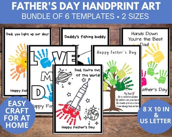 Father's Day Handprint Keepsake ~ Father's Day Handprint Art ~ Gift for Dad ~ Kid's Thumbprint Craft ~ Father's Day Gift ~Printable Template