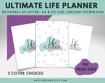 Ultimate Life Planner ~ Productivity Planner ~ Undated Daily Planner ~ Goal Planner Pages ~ US Letter/A4/A5 Pages ~ Minimalist Design