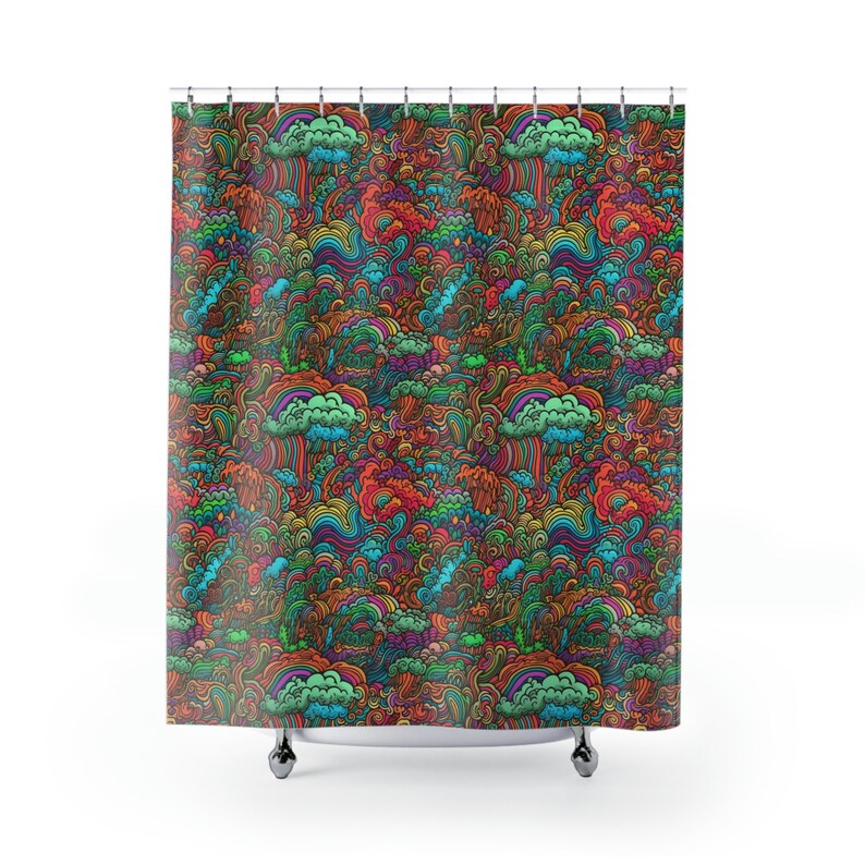 Trippy Psychedelic, Pattern Shower Curtain Transform Your Bathroom Into