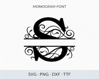 Split Monogram Svg Png Dxf, Monogram TTF Font, Alphabet Monogram Svg, Letter Alphabet, Family Name Monogram, Cut File, Cricut, Silhouette