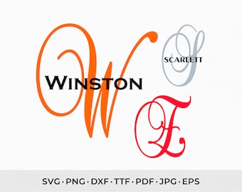 Monogram Script Font, Cursive SVG TTF Cut File (Digital Download)