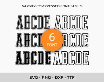 Varsity Compressed Font Bundle TTF, College Sports Fonts, Outline Letters