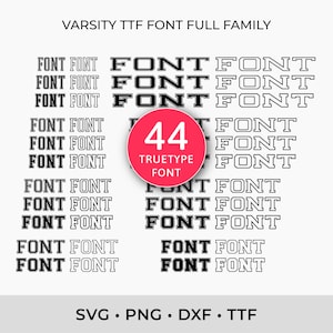Varsity Font SVG TTF Bundle, College Font Svg Sports Font Svg School Font Svg, Digital download, Cricut Svg Fonts, Silhouette Svg Letters