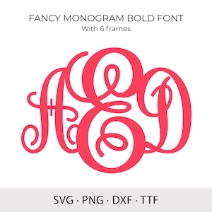 Fonte de monograma SVG TTF Fonte de monograma sofisticada Silhouette Script Monograma dividido Arquivos de corte de alfabeto para Cricut Svg Fonte de monograma Vine
