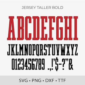Jersey Taller Bold Font SVG TTF Tall Sports Font, Taller Alphabet, Varsity Tall Font, Extra Tall Font, Tall Letters, Football Font