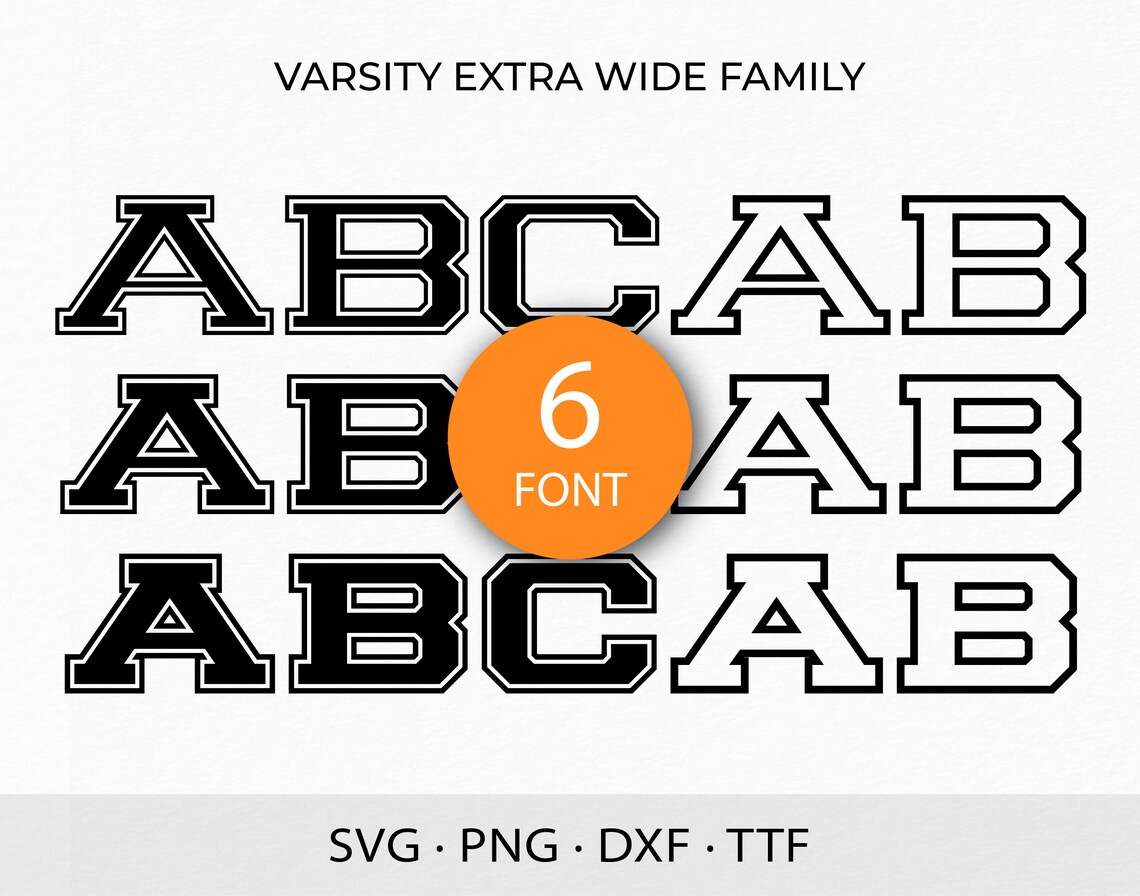 Varsity Font SVG TTF Extra Wide Fonts Bundle College Font Svg - Etsy