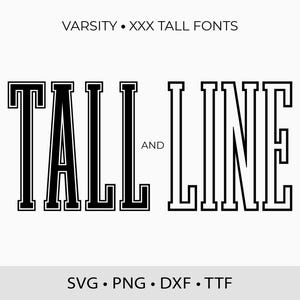 Fontes altas da universidade TTF SVG DXF Fontes esportivas extra altas para Cricut Jersey Font, Tall Sports Font Svg Varsity Outline Font Svg, Letras altas