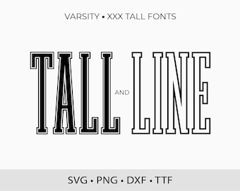 Varsity Extra Tall Fonts: Sports Outline (SVG DXF TTF)