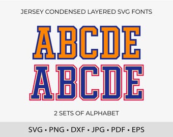 Fuentes SVG condensadas de Jersey: Letras universitarias en capas (archivos digitales)