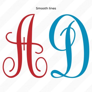 May include: A monogram design with the letters "A" and "D" in a cursive font. The letter "A" is red and the letter "D" is blue.