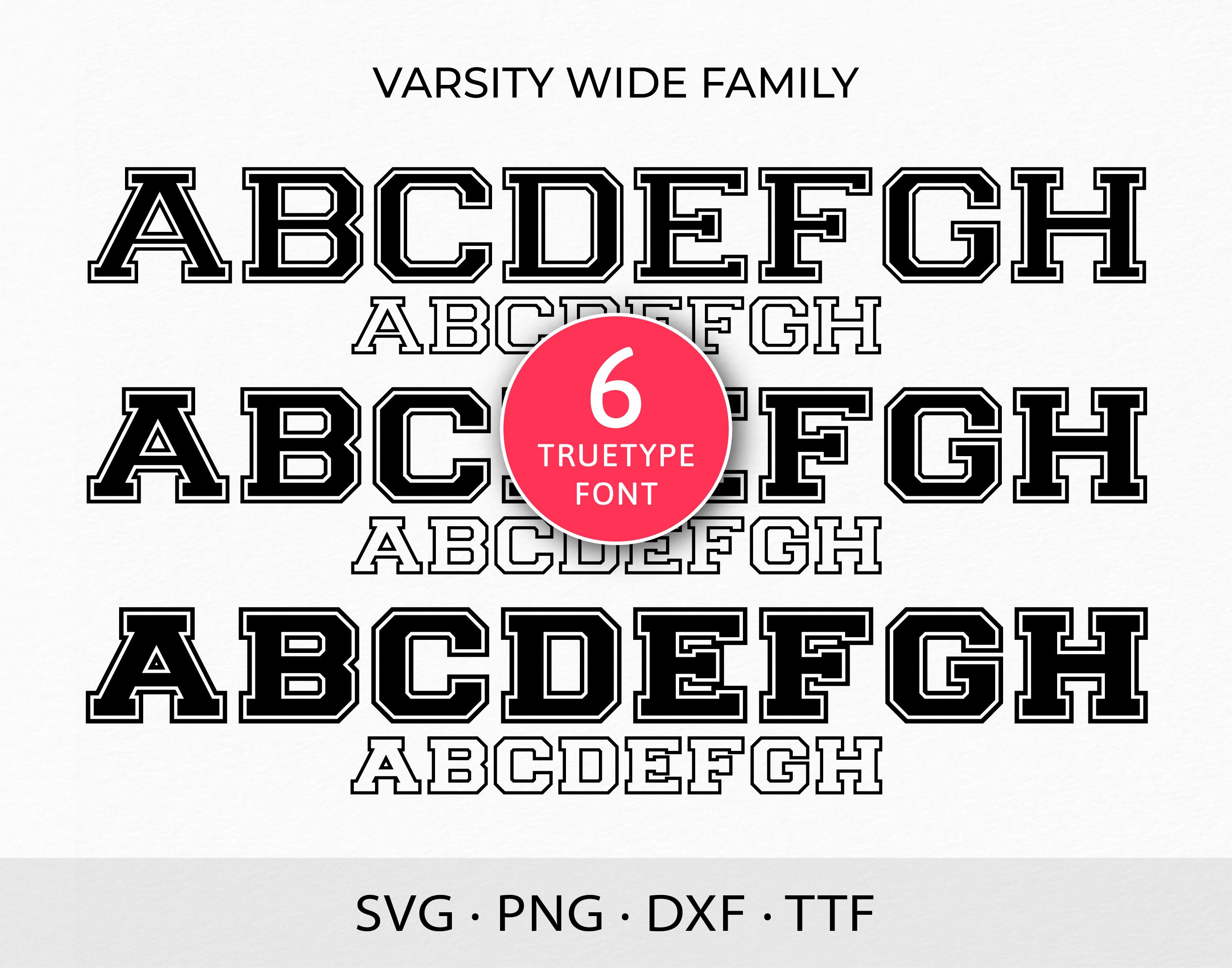 Varsity Font SVG TTF Wide Fonts Bundle College Font Svg - Etsy