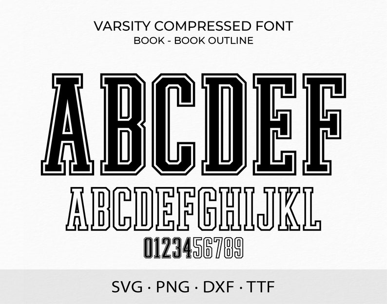 Varsity Font SVG TTF Compressed Book College Font Svg Sports - Etsy