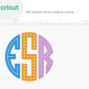 Circle Monogram SVG PNG DXF Circle Inline Monogram Split Letters ...