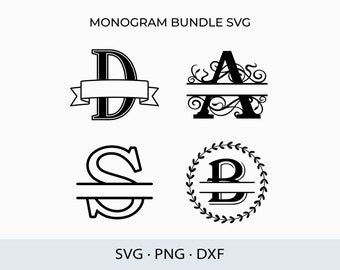 Split Monogram Letters SVG, PNG, DXF Cut Files (Digital Download)