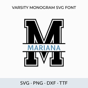 Split-Monogramm SVG-PNG, College-Monogrammschrift, Sportschrift, athletisches Monogramm, Sportmonogrammschrift, Schnittdatei, Cricut-Schriftart