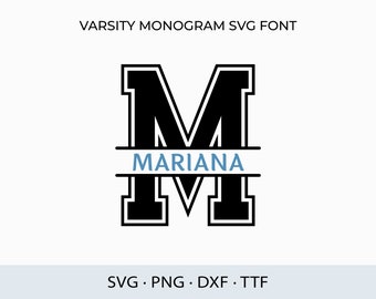 Split Monogram SVG-PNG, College Monogram Font, Sport Font, Athletic Monogram, Sport Monogram Font, Cut File, Cricut Font Svg