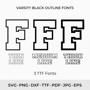 Varsity Font SVG PNG TTF, College Font Svg, Sport Font, School Font, Varsity Black Outline Font, Football Font, Installable Font filet