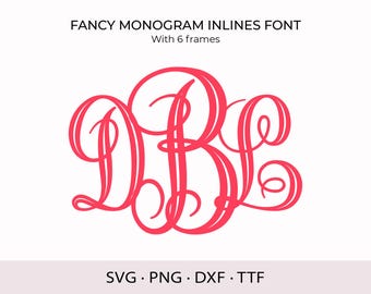 Cursive Monogram Font TTF, Fancy Font, SVG Cut Files