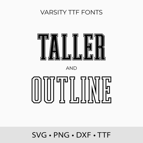 Varsity Fonts Tall TTF SVG College Fonts, Sports Font Svg, School Font, Baseball Font, Outline Font, Tall Font TTF, Narrow Font for Cricut