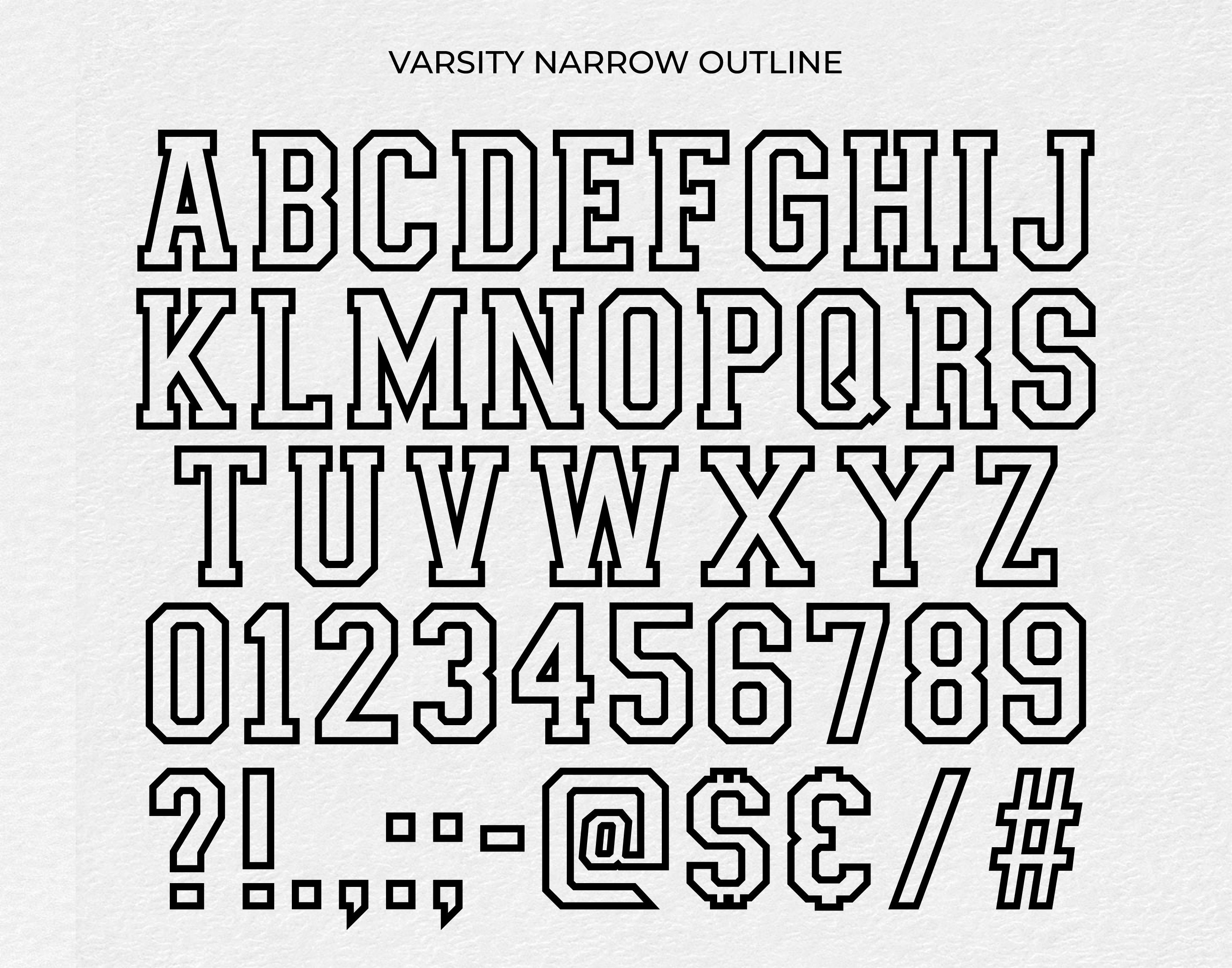 Varsity Fonts Narrow SVG Split Alphabet College Fonts Svg - Etsy