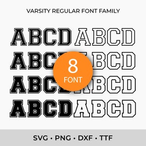 Varsity Font SVG TTF Fonts Bundle, College Font Svg Sports Font Svg School Font Svg, Digital Download, SVG Fonts, Outline Letters