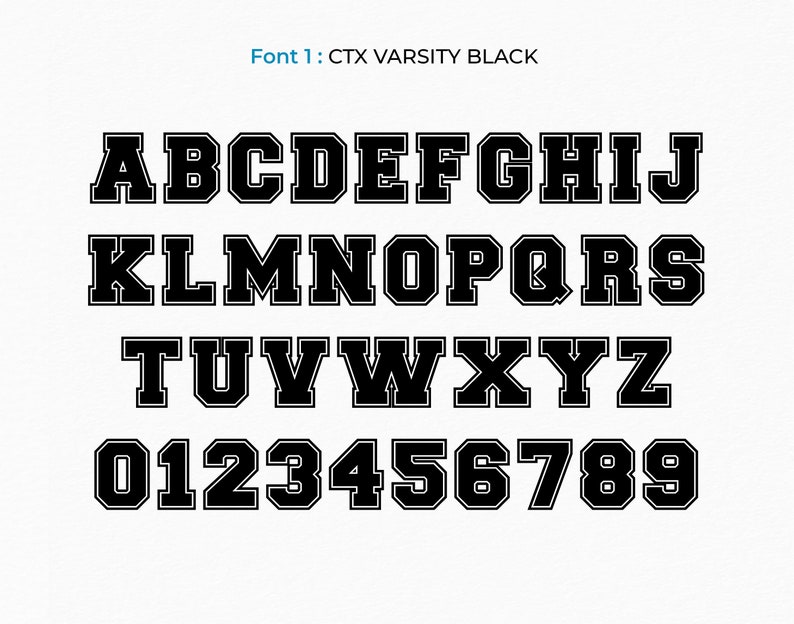 Varsity Font SVG TTF Black, College Font Svg Sports Font Svg School