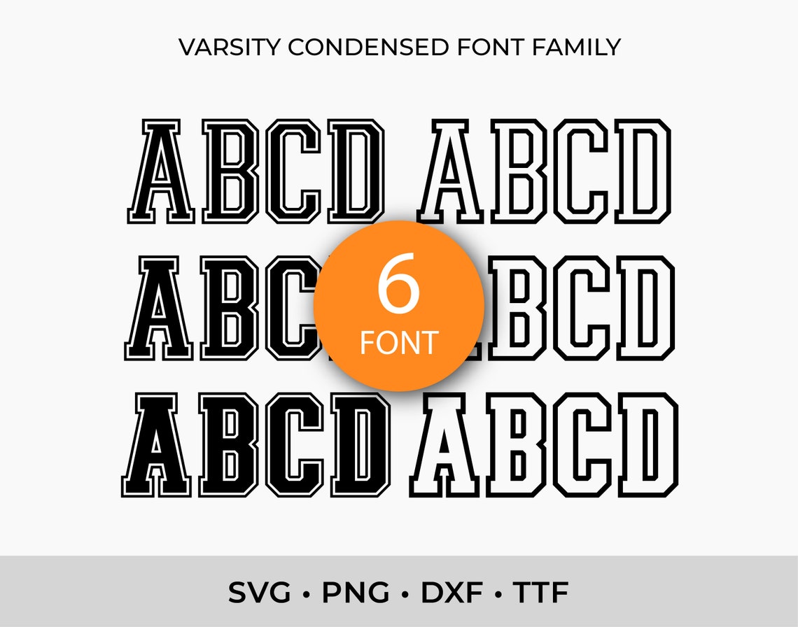 Varsity Font SVG TTF Condensed Fonts Bundle College Font Svg - Etsy