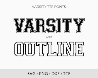 Fuentes universitarias SVG, fuente universitaria TTF, letras deportivas de contorno (descarga digital)