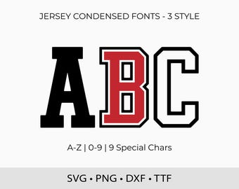 Jersey Font SVG: Condensed Outline, Sports Varsity (TTF)