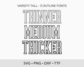 Varsity Tall Outline Fonts: TTF, SVG, College Sports Font (Digital Download)