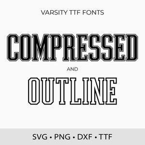Varsity Schriftart Komprimierte SVG TTF Split Alphabet, College Schriftarten, Sport Schriftart SVG, Schule Schriftart, digitaler Download, SVG Schriftart, Gliederung Buchstaben