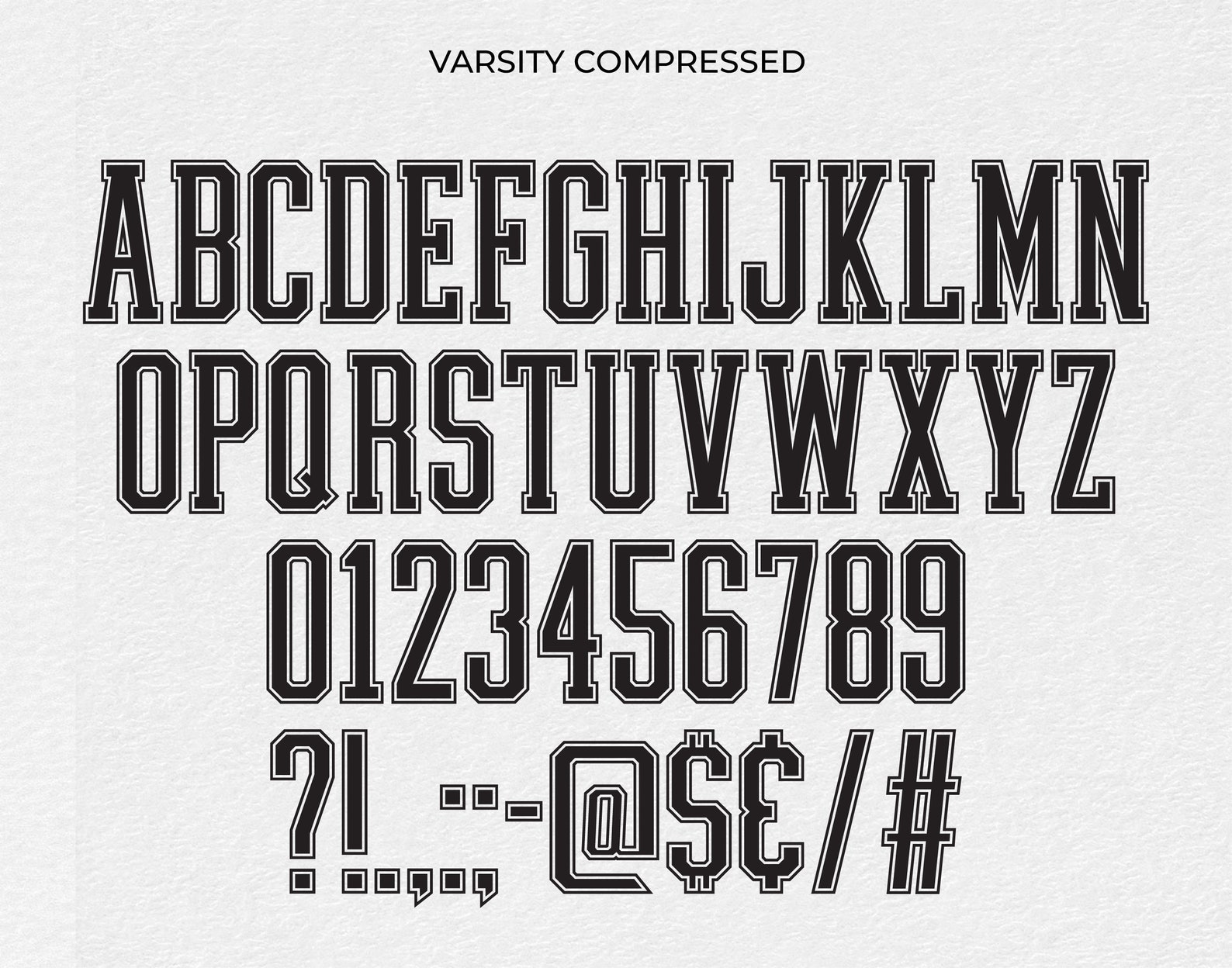 Varsity Fonts Compressed SVG Split Alphabet, College Fonts Svg, Sports