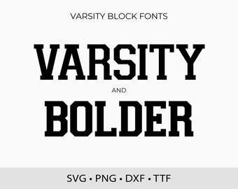 Varsity Block Fonts TTF, Sports SVG Font, College Letters (Digital Download)