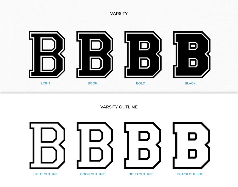 Varsity Font SVG TTF Fonts Bundle, College Font Svg Sports Font Svg