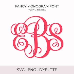 Fuente de monograma SVG TTF Fuente de monograma elegante Silueta SVG Archivos de corte de alfabeto de monograma para Cricut Svg Fuente de monograma Vine