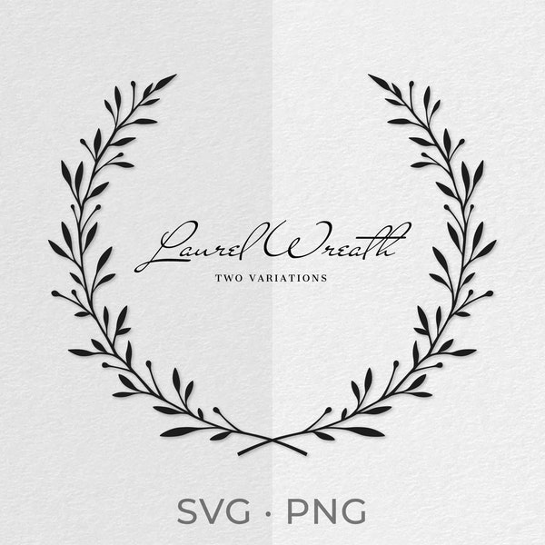Laurel wreath branch SVG, Floral branch frame SVG, Wedding laurel wreath Svg, Floral wreath Svg, Wreath Svg, SVG Cut file