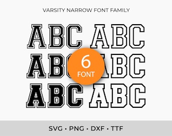 Varsity Font Bundle TTF, College Sports Fonts and Outline Letters (Digital Download)
