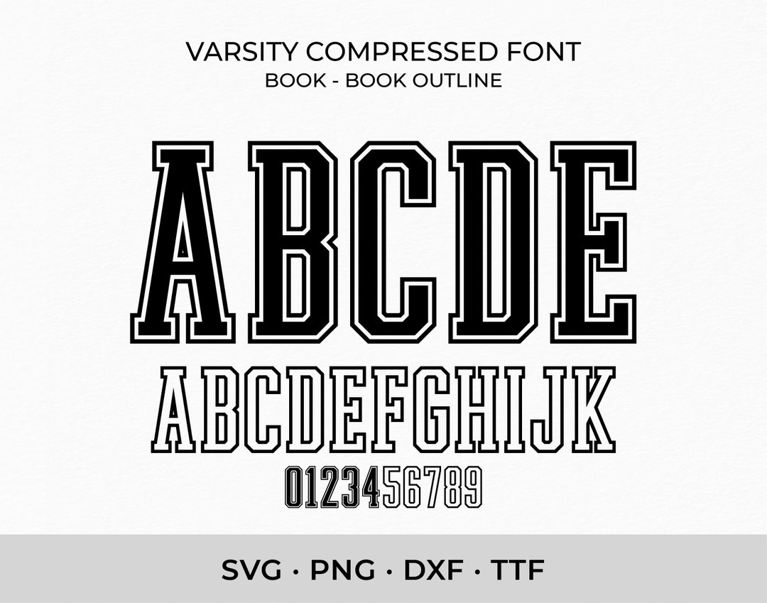 Varsity Font SVG TTF Compressed Book College Font Svg Sports - Etsy