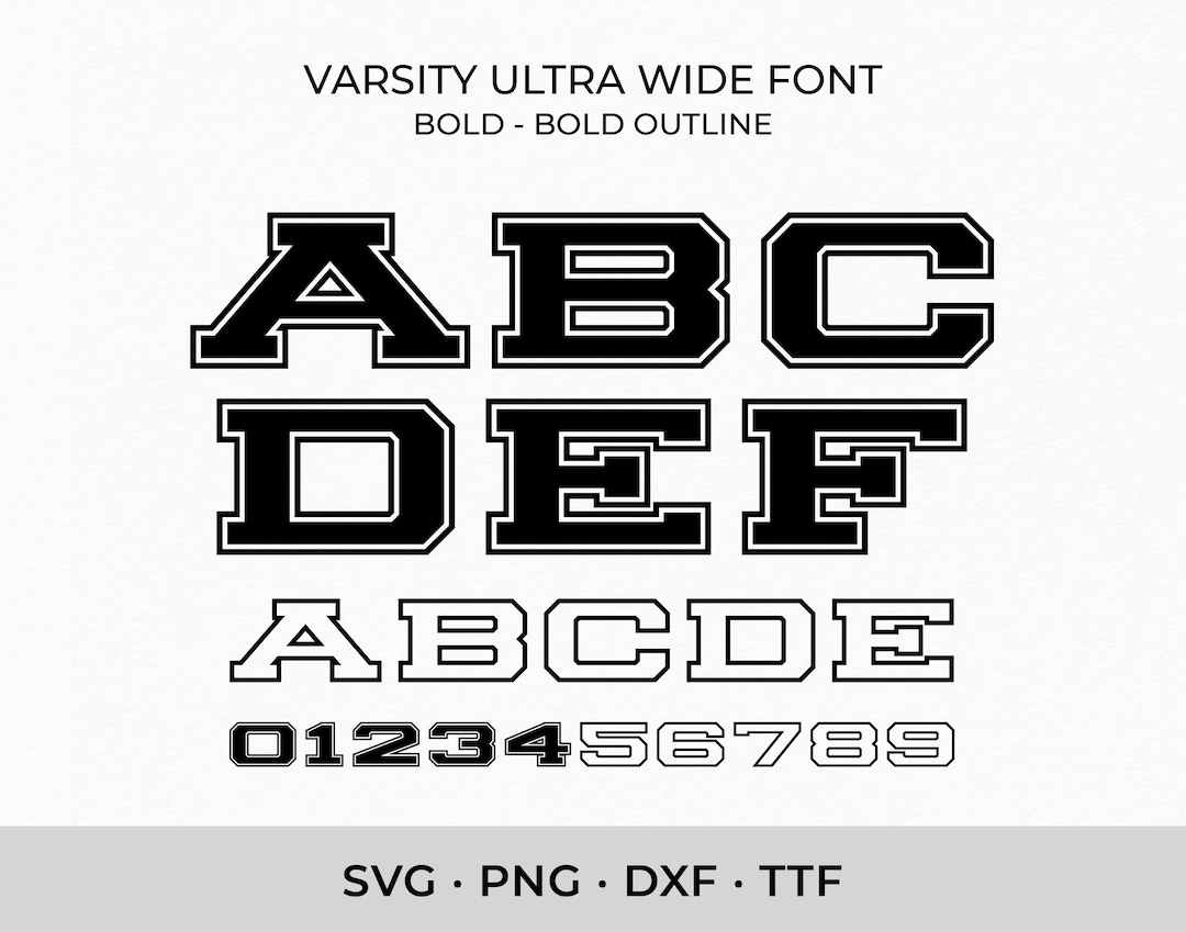 Varsity Font SVG TTF Ultra Wide Bold, College Font Svg Sports Font Svg ...