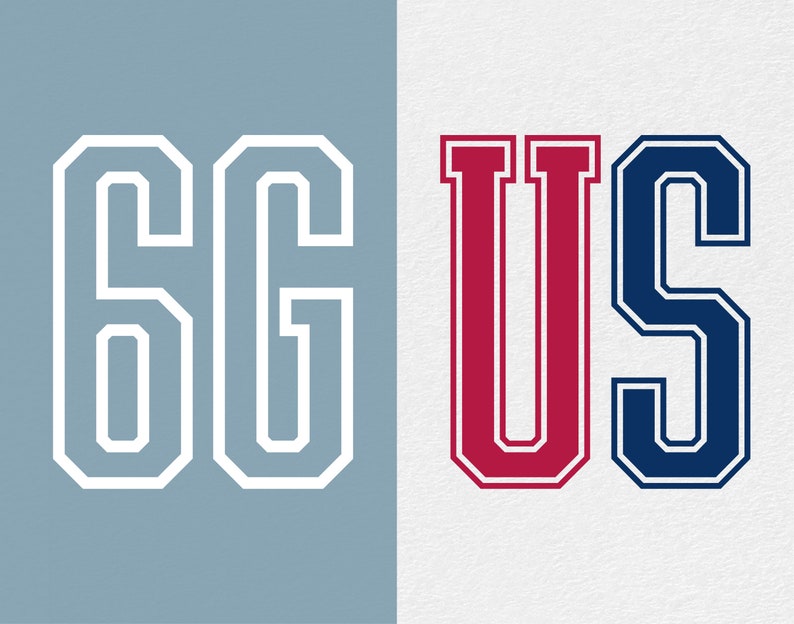 Varsity Fonts Compressed SVG Split Alphabet, College Fonts Svg, Sports