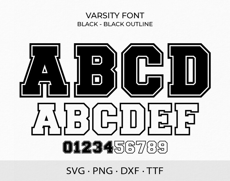 Varsity Font SVG TTF Black College Font Svg Sports Font Svg Etsy