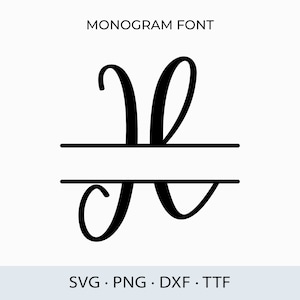 Split Monogram SVG TTF Alphabet, Split Monogram Letters, Monogram Font, Cut Files, Silhouette, Cricut Font Svg, 26 individual svg/dxf files
